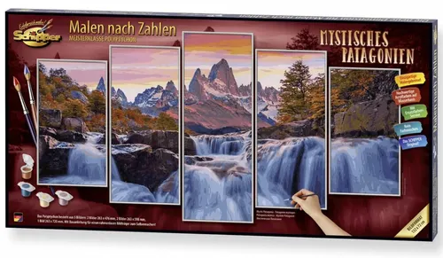 SCHIPPER 609450913 – Malen nach Zahlen Mystisches Patagonien - Schreibutensilien – Kreatives Malset für beeindruckende Landschaftsbilder, perfekt zur Entspannung und Förderung der Kreativität.