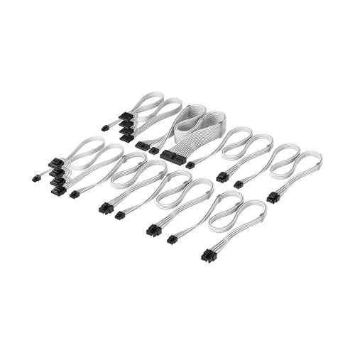 Corsair Elite Premium Pro-Kit mit Typ 5-Netzteilkabeln – Flache Kabelkämme und modernes Design - Hochwertige, flexible Paracord-Ummantelung für ein einzigartiges Aussehen. Die flachen Kabelkämme sorgen für eine ordentliche Kabelverwaltung und optimieren den Luftstrom im Gehäuse.