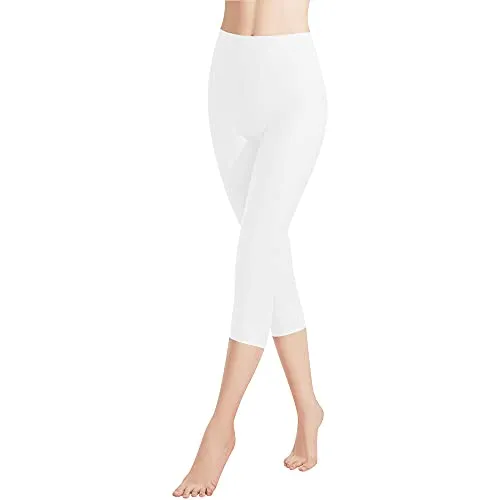 Libella 1er Pack Damen Leggings 3/4 Hose aus Baumwolle Capri-Hose mit Hohe Taille bunt Slim Fit Fitnesshose Mehrfarbig 4161 Weiß 3XL