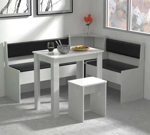 VCM Eckbankgruppe Esal Mini - Sitzgruppe für Esszimmer - Essgruppen mit kompakten Maßen, ideal für kleine Räume. Hochklappbare Sitzfläche und stabile Verarbeitung bieten praktischen Komfort.