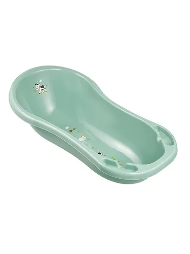 keeeper Babybadewanne XXL 100 cm Funny Farm - Anatomisch geformte Babybadewanne in Nordic Green, ideal ab Geburt für ein komfortables Badeerlebnis.