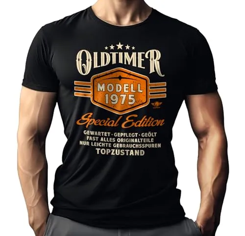 Herren T-Shirt als Geschenk für Männer zum 50. Geburtstag: Oldtimer Modell Jahrgang 1975 in Topzustand