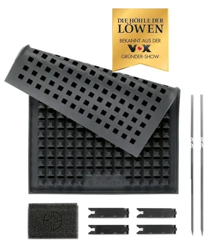 KitchBo Dauerbackfolie - 8-teiliges Set - Küchenutensilien mit innovativer Pyramidenstruktur, die knusprige Ergebnisse bei max. 200°C ermöglicht und vielseitig einsetzbar ist.
