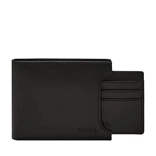 FOSSIL Derrick Sliding 2 in 1 Geldbörse Black - Elegante Leder-Geldbörse mit herausnehmbarem Kartenhalter für individuelle Anpassung. Ideal für flexible Nutzung im Alltag – perfekt für Kreditkarten und Geldscheine.