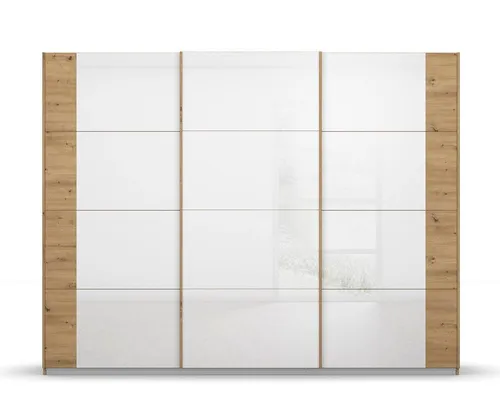 Rauch Möbel Kleiderschrank Schwebetürenschrank Artemis, mit Glastüren, Eiche Artisan / weiß Schwebetürenschrank, Schrank, Kleiderschrank, Breite 275 cm