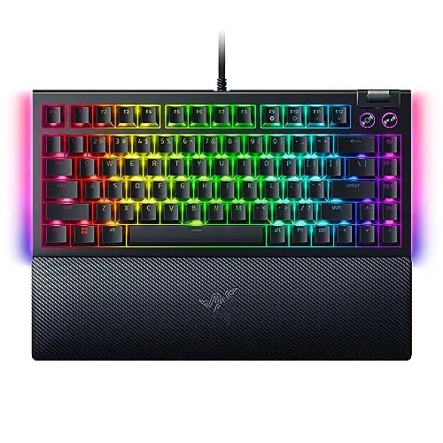 RAZER BlackWidow V4 75% - Mechanische Gaming-Tastatur - 75% kompakte Tastatur mit Hot-Swap-fähigen mechanischen Switches, Schnellfeuer-Trigger-Modus und anpassbarer Eingabe-Priorität für optimales Gaming.
