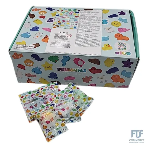 Mochi Squishy Set 160 Stück - BONNYCO - Partygeschenk-Packs mit mehreren Elementen für Kinder, ideal als Mitgebsel für Kindergeburtstage und enthält 160 verschiedene Squishies in bunten Designs, perfekt für jede Feier!