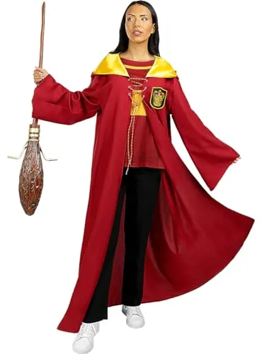 Funidelia Harry Potter Zauberer-Kostüm – Quidditch Umhang in Rot für Erwachsene - Stylisches Quidditch-Kostüm mit einem beeindruckenden Umhang und angenähtem T-Shirt. Ideal für das nächste Kostümevent oder das Quidditch-Turnier!