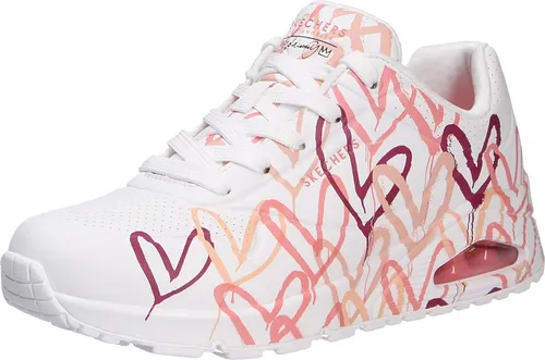 Skechers Uno Spread The Love 155507 Schuhe für Damen - Sneaker mit einzigartigem Design von James Goldcrown, featuring Herz-Motiv, ideal für lässige Outfits und einen künstlerischen Akzent.
