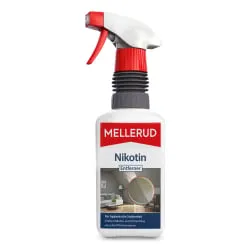 Mellerud Allzweckreiniger Nikotin Entferner 500ml - Spezialputzmittel zur hygienischen Reinigung von Nikotin- und Schmierfilmen. Ideal für alle Oberflächen im Haushalt und PKW-Innenräume. Starke Formel für farbenreine Ergebnisse, mit frischem Citrusduft.