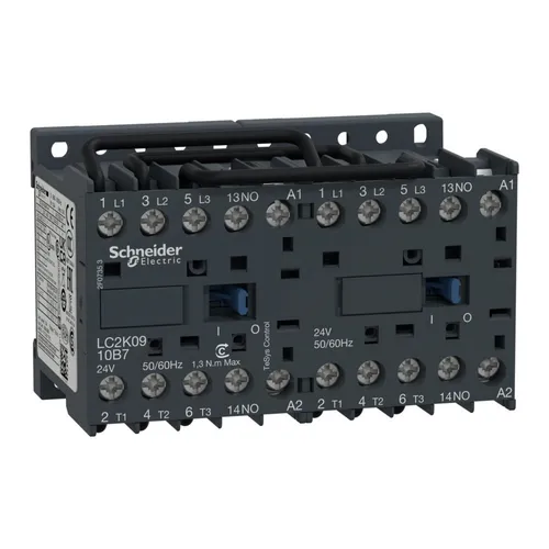 Schneider Electric Wendeschütz LC2K0910D7 - Druckschalter mit IP20 Schutzart, ideal für zuverlässige Steuerungen in industriellen Anwendungen. Hohe Leistung von 4 kW bei 400 V AC.