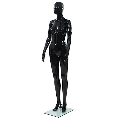 vidaXL Schaufensterpuppe Weiblich Schwarz 175 cm - Schneiderpuppen für die stilvolle Präsentation von Mode, langlebig und leicht, mit drehbarem Kopf und Armen für kreative Anordnungen.