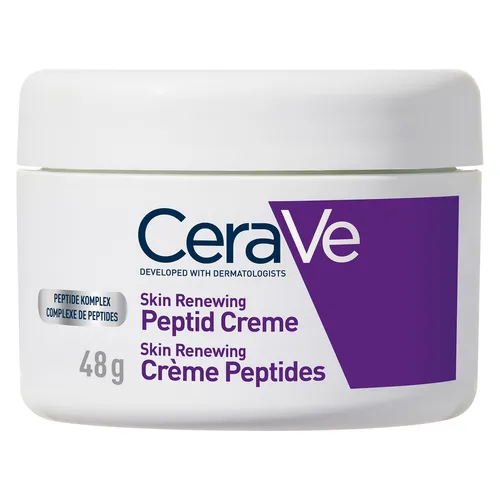 CeraVe Skin Renewing Peptid Creme - Reichhaltige Nachtcreme für alle Hauttypen, die über Nacht die Haut aufpolstert und sichtbar verjüngt. Mit biomimetischen Peptiden, Niacinamid und Hyaluron für ein verbessertes Hautbild und intensive Feuchtigkeit.