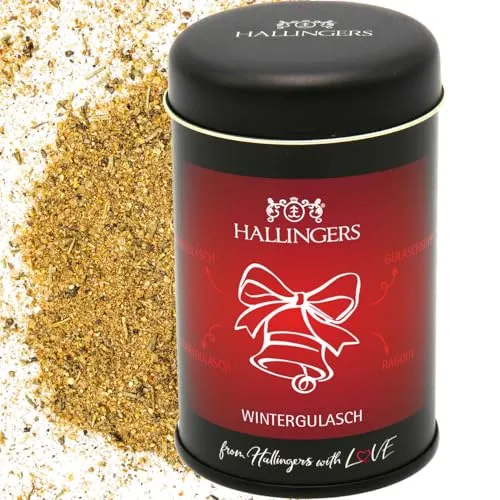 Hallingers Genuss Manufaktur Gewürzmischung Geschenk - Koch-Gewürze in edler Geschenk-Dose "Winter-Gulasch" für Geflügel-, Rindergulasch & Ragout, Geschenkidee für sie & ihn