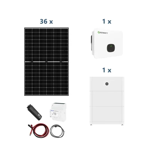Growatt Solaranlage mit Stromspeicher MID 13KTL3-XH 13kW Hybridwechselrichter 3-phasig mit APX 10.0P Solarsp