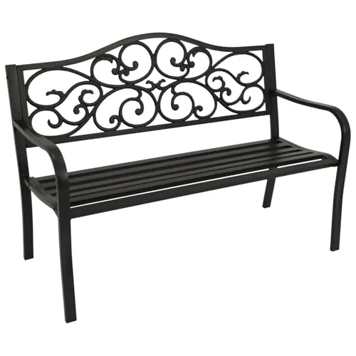 DEGAMO Gartenbank Parkbank Manchester 2-Sitzer aus Metall - Bänke - Stilvolle 2-Sitzer Gartenbank mit robustem Gusseisen-Rückenteil, ideal für entspannte Stunden im Garten.