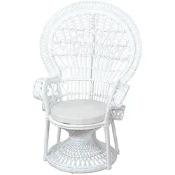 Rattansessel Pfauenthron von Möbel Direkt Online - Eleganter Sessel aus handgeflechtetem Rattan mit stabilem Gestell und filigranem Design. Inklusive schaumstoffgepolstertem Sitzkissen für hohen Komfort.