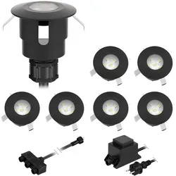 ledscom.de LED Bodeneinbauleuchte ATRIA für außen, IP65, schwarz, rund, 40mm Ø, warmweiß 7er Set - Energieeffiziente LED Bodeneinbauleuchte ATRIA für außen. Mit robustem Aluminiumgehäuse und IP65-Schutz ideal für jede Wetterlage. Begehbar bis 400 kg, perfekt für Terrassen und Gärten.