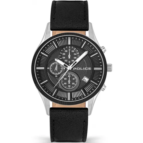 Police Vault PEWJC2194240 Herren Chronograph mit Lederarmband - Elegante Herren-Armbanduhr mit Chronograph-Funktion, wasserdicht bis 50 m und hochwertigem Edelstahl-Gehäuse – ideal für stilbewusste Männer.