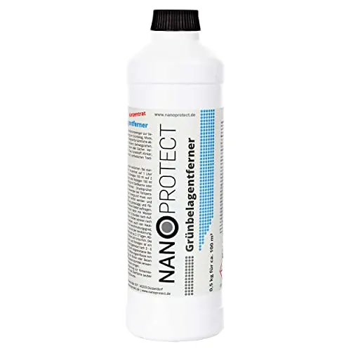 Nanoprotect Grünbelagentferner Konzentrat | 0,5 kg für 100 m² | Algenentferner und Fassadenreiniger | Kein Hochdruckreiniger nötig | Ideal für Pflastersteine und Gehwege