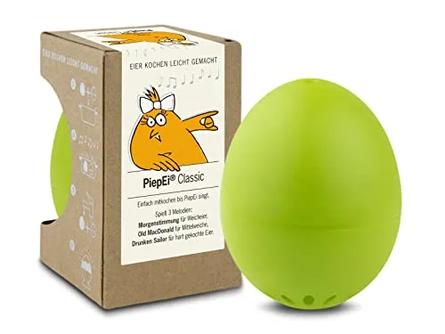 PiepEi Classic Hellgrün - Singende Eieruhr zum Mitkochen - Eierkocher für 3 Härtegrade - Piep Ei mit 3 Melodien - Lustiges Kochei - Musik Eggtimer - Brainstream