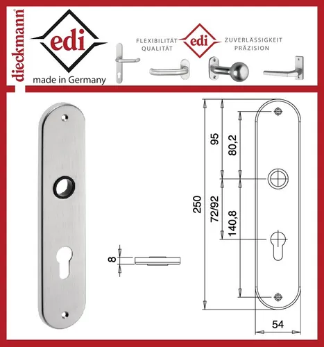 EDI 2206/9203/00 Renovierschild 206 H Edelstahl EST PZ - Hochwertiges Renovierschild aus Edelstahl, ideal für Renovierungsprojekte, mit einer Breite von 55 mm und einer Länge von 250 mm.