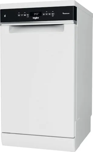 Whirlpool LV 45 cm WSFO3T223P Geschirrspüler - Kompakter Geschirrspüler mit 10 Besteckteilen, Geräuscharm mit nur 43 dB(A) und effizientem PowerClean Pro Selbstreinigungsfilter aus Edelstahl.