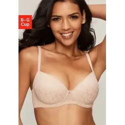 LASCANA Schalen-BH Chiara mit graphischem Netz-Muster, Dessous – ideal für große Größen beige 80