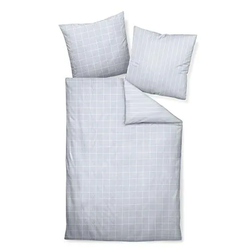 Janine Design Wendebettwäsche Karo Streifen Classic Platin, Kissenbezug 40x80 cm - Hochwertige Wendebettwäsche aus 100% Baumwolle, pflegeleicht und waschbar bis 60°. Mit robustem Qualitätsreißverschluss für einfachen Bezug. Ideal für ein modernes Schlafzimmer.