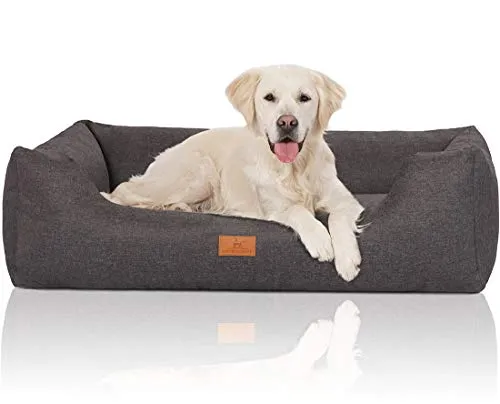 Knuffelwuff Hundebett Lotte XL 105 x 75cm - Hochwertiges Velours-Hundebett mit rutschfester Unterseite, waschbarem Bezug und idealem Schutz vor Bodenkälte und Zugluft für maximalen Komfort.