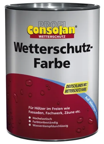 Consolan Profi Wetterschutzfarbe Schwedenrot 2,5L Pro - Wetterschutzfarbe in Schwedenrot, ideal für langlebigen Schutz von Holz im Außenbereich. Perfekt für wetterfeste Anstriche.