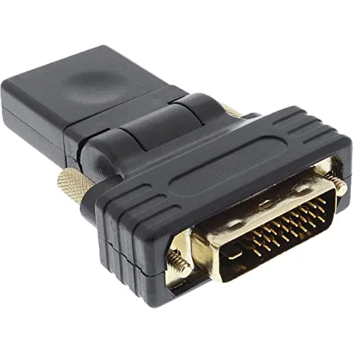 InLine 17660W HDMI-DVI Adapter - HDMI Buchse auf DVI Stecker, flexibler 180° Winkel und vergoldete Kontakte für 4K2K Kompatibilität