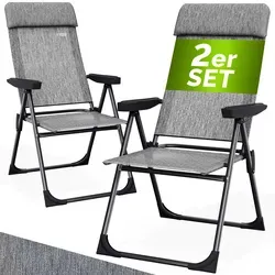 Casaria Klappbare Gartenstühle 2er Set, 7-fach Verstellbar - Wetterfeste Gartenstühle mit hoher Rückenlehne, ideal für entspannte Stunden im Freien. Perfekt für den Garten oder die Terrasse.