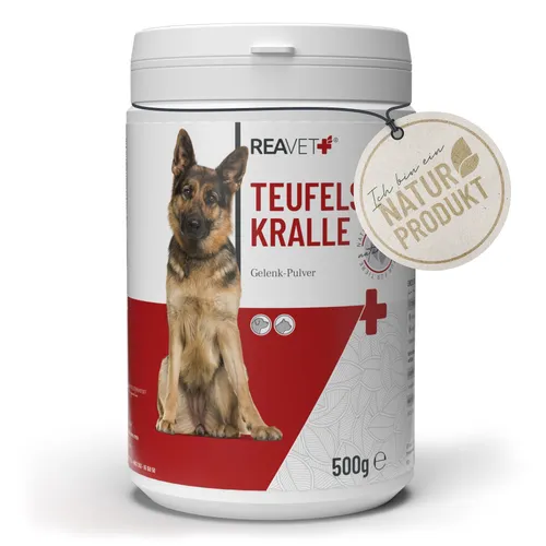 Teufelskralle 500 g - ReaVET - Tiergesundheit: Rezeptfreies Pulver zur Unterstützung der Gelenkgesundheit bei Tieren, ideal für aktive Haustiere.