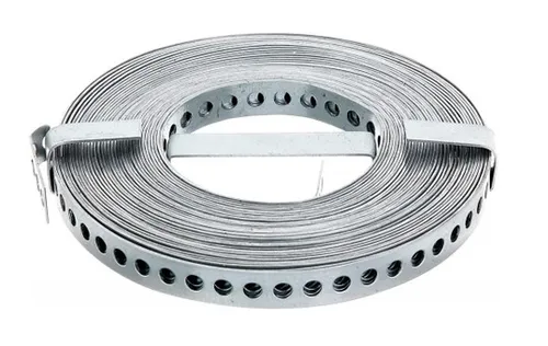 Gustav Alberts Lochband 912/K/10 - 334130, 10 m - Robustes Lochband aus verzinktem Stahl, ideal für den vielseitigen Einsatz im Bau- und Bastelbereich. Mit einer Stärke von 0,8 mm sorgt es für sichere Verbindungen.