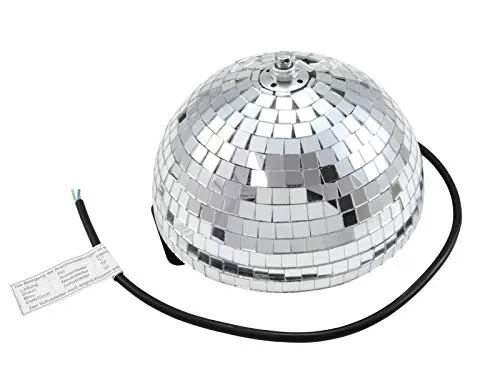 SATISFIRE Discolicht Spiegelkugel halb 20cm mit Motor - Disco-Lichter: 20cm Halb-Spiegelkugel mit integriertem Motor für beeindruckende Lichtreflexionen, ideal für Feste und Events.