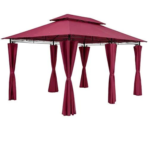 DeubaXXL DE Pavillon Topas Bordeauxviolett 3x4m - Pavillon mit UV-Schutz 50+, robustes Stahlgestell und reißfestem Polyester für Garten, Terrasse oder Balkon – ideal für schattige Stunden im Freien.