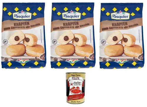 3x Pasquier Krapfen Schokoladen-Haselnuss-Geschmack 270 Gr+Italian Polpa 400g
