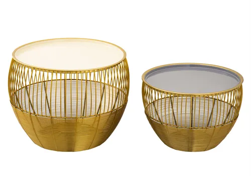Beistelltisch 2er Set Dekotisch Sofatisch Glamira Couchtisch weiß grau