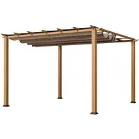 Paragon Pavillon Gazebo Florida 11x11, Braun - Exklusiver Sonnenschutz - Pavillons mit eleganter Holzoptik und flexibler Beschattung. Wetterfeste Aluminium-Konstruktion für jahrelangen Gebrauch und einfachen Aufbau.