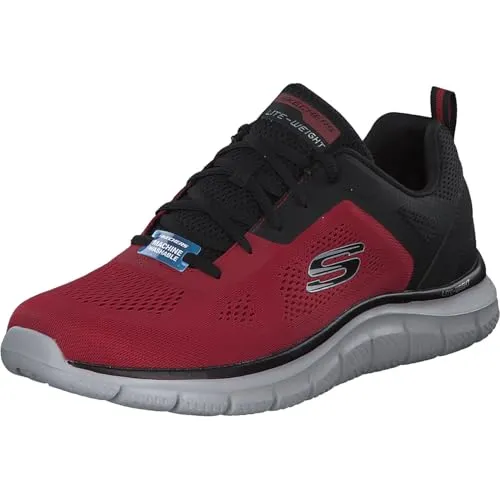 Skechers Herren Track BROADER Sneaker, Rot, 44 EU - Herren-Sneaker mit geringem Gewicht und flexibler Traktions-Laufsohle für optimalen Komfort und Bewegungsfreiheit beim Training.