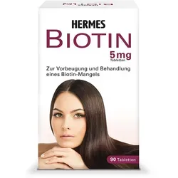 Biotin Hermes 5 mg Tabletten - 90 Stück - Nahrungsergänzungsmittel für gesunde Haare, Haut und Nägel - rezeptfrei erhältlich von HERMES Arzneimittel GmbH
