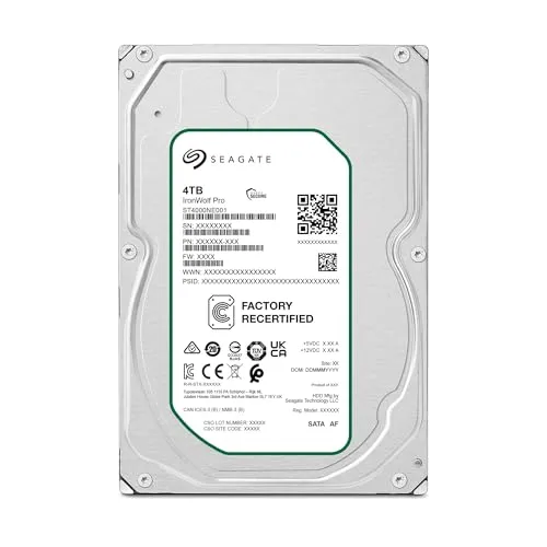 Seagate IronWolf Pro 4 TB ST4000NE001 - NAS interne Festplatte, 3,5 Zoll, SATA 6 Gb/s, ideal für RAID und Netzwerk-Speicherlösungen
