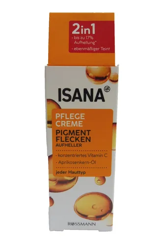 Isana Pigmentflecken Aufheller Gelcreme 50ml - Tagespflege für alle Hauttypen, reduziert sichtbar Pigmentflecken und sorgt für einen ebenmäßigen Teint.