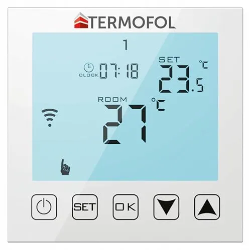 Termofol Heizungsthermostat TF-WiFi - Heizkörperthermostat IP20 - Thermostat Fußbodenheizung - Thermostat für Heizfolie - Smart Home Gadgets - Thermostat Heizung - Smarthome - Weiß
