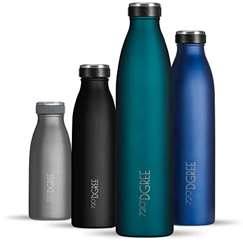 720°DGREE Edelstahl Trinkflasche “milkyBottle” - 750ml, Auslaufsicher, BPA-frei - Thermosflasche für Sprudel, Sport und Outdoor. Mit innovativer Doppelwand-Technologie für 12h heiß und 24h kalt - ideal für unterwegs!