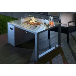 buschbeck Loungetisch und Feuerstelle »Lagos« - Moderne Feuerstelle und Loungetisch in einem, ideal für Terrasse oder Garten. Mit sicherem Flammenschutz aus Glas und stufenloser Brennerleistung von 11 kW.