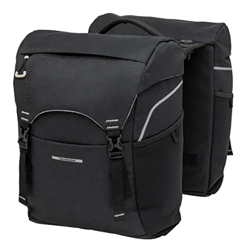 New Looxs Sports Double Racktime Dubbele Fietstas, Black, 32 Liter - Fahrradtaschen mit 32 Litern Volumen, wasserabweisendem Polyester und anpassbar für verschiedene Racktime Trägersysteme – perfekt für sportliche Radfahrer.