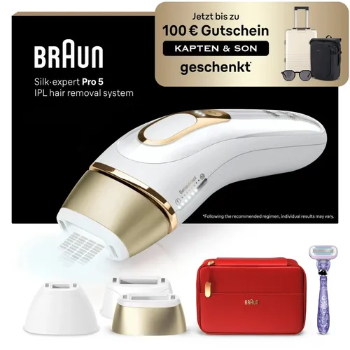 Braun IPL Silk Expert Pro 5 - Effizientes Haarentfernungsgerät - IPL-Gerät für dauerhafte Haarentfernung, ideal für alle Hauttypen. Mit 400.000 Lichtimpulsen und Hauttonsensor für sichere Anwendung.
