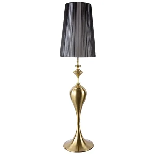 riess-ambiente Stehlampe LUCIE 160cm gold/schwarz - Standleuchten mit elegantem Barock-Design, kombiniert mit einem stilvollen schwarzen Lampenschirm für eine atmosphärische Beleuchtung in Wohn- und Schlafzimmer.